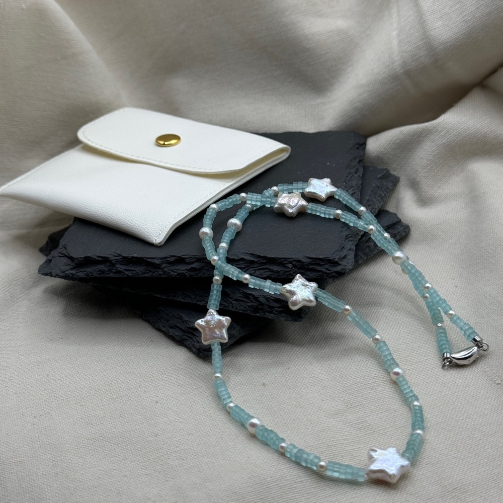 Star freshwater pearls and crystal necklace